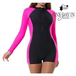Adisputent Long Sleeve Rashguard One Piece Swimsuit Size M